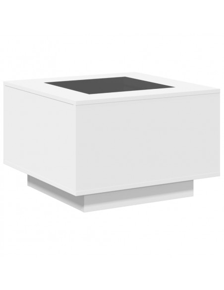 Tavolino Salotto con LED Bianco 60x60x40 cm Legno Multistrato