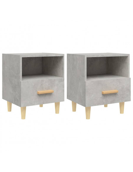 Comodini 2 pz Grigio Cemento 40x35x47 cm