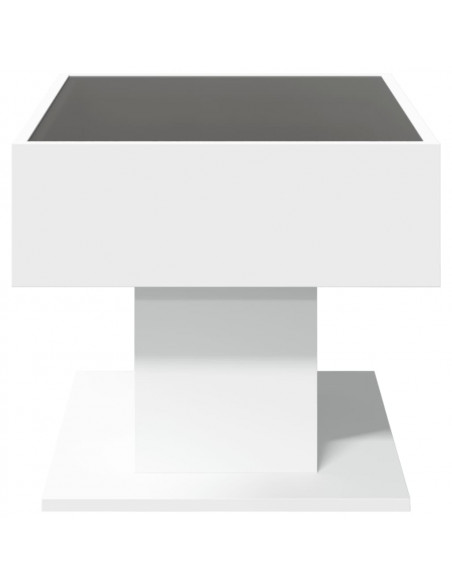 Tavolino Salotto con LED Bianco 70x50x45 cm Legno Multistrato