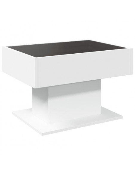 Tavolino Salotto con LED Bianco 70x50x45 cm Legno Multistrato