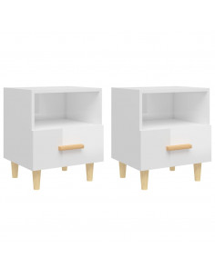 Comodini 2 pz in Bianco Lucido 40x35x47 cm 2