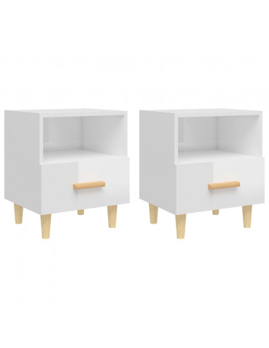 Comodini 2 pz in Bianco Lucido 40x35x47 cm