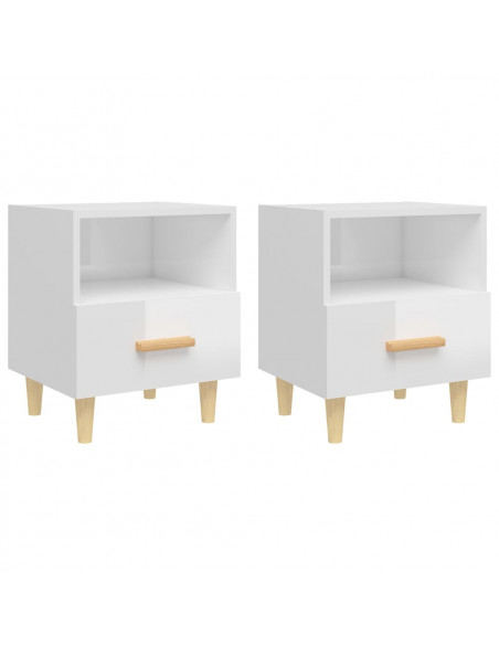 Comodini 2 pz in Bianco Lucido 40x35x47 cm