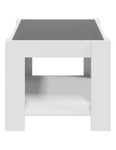 Tavolino Salotto con LED Bianco 73x53x45 cm Legno Multistrato