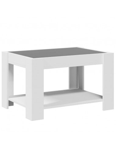 Tavolino Salotto con LED Bianco 73x53x45 cm Legno Multistrato