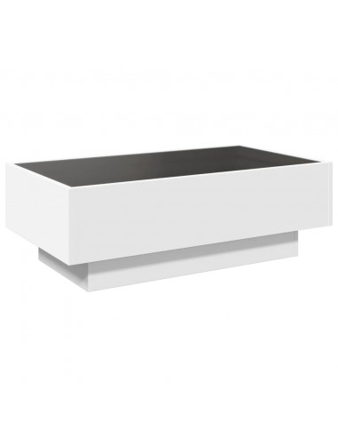 Tavolino Salotto con LED Bianco 90x50x30 cm Legno Multistrato