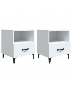 Comodini 2 pz Bianchi in Legno Multistrato 2