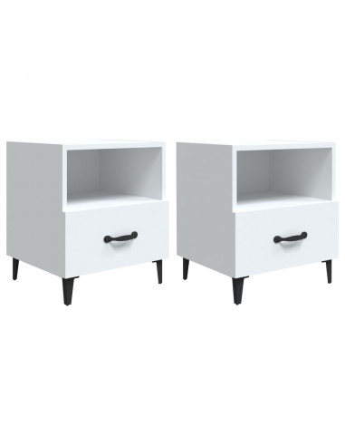 Comodini 2 pz Bianchi in Legno Multistrato