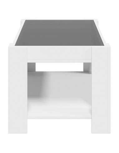 Tavolino Salotto con LED Bianco 93x53x45 cm Legno Multistrato