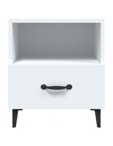 Comodini 2 pz Bianchi in Legno Multistrato