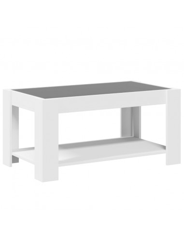 Tavolino Salotto con LED Bianco 93x53x45 cm Legno Multistrato