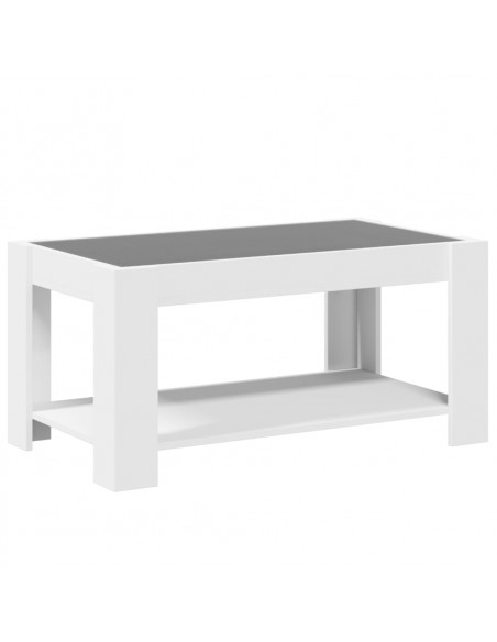 Tavolino Salotto con LED Bianco 93x53x45 cm Legno Multistrato