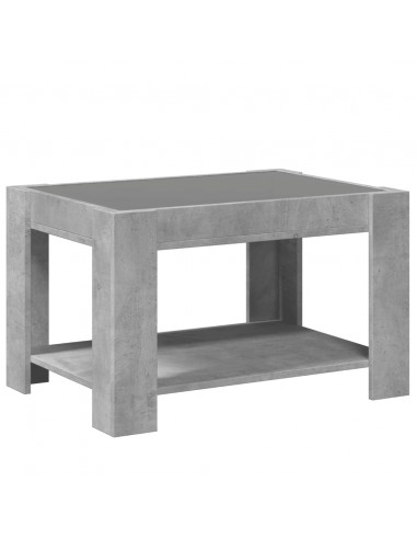 Tavolino Salotto con LED Grigio Cemento 73x53x45 cm Multistrato