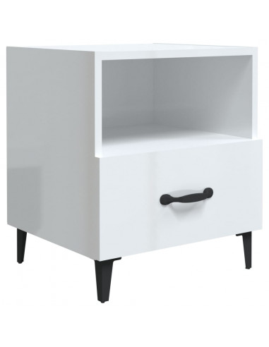 Comodini 2 pz Bianco Lucido in Legno Multistrato