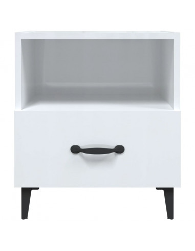 Comodini 2 pz Bianco Lucido in Legno Multistrato