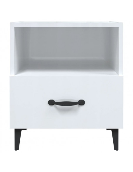 Comodini 2 pz Bianco Lucido in Legno Multistrato