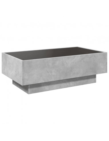 Tavolino Salotto con LED Grigio Cemento 90x50x30 cm Multistrato