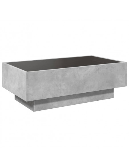 Tavolino Salotto con LED Grigio Cemento 90x50x30 cm Multistrato
