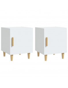 Comodini 2 pz Bianchi in Legno Multistrato 2