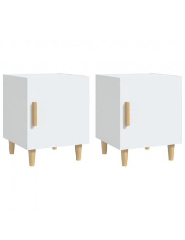 Comodini 2 pz Bianchi in Legno Multistrato