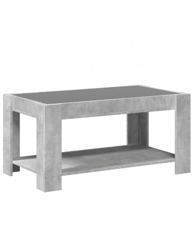 Tavolino Salotto con LED Grigio Cemento 93x53x45 cm Multistrato