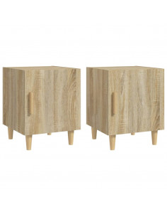 Comodini 2 pz Rovere Sonoma in Legno Multistrato 2
