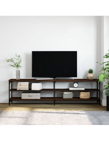 Mobile TV Rovere Marrone 180x30x50cm Legno Multistrato Metallo
