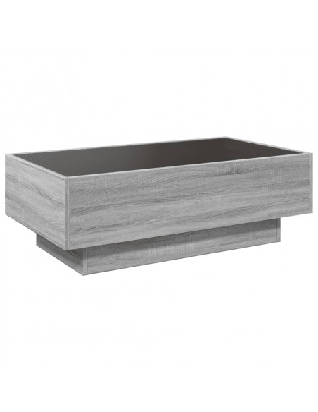 Tavolino Salotto con LED Grigio Sonoma 90x50x30 cm Multistrato