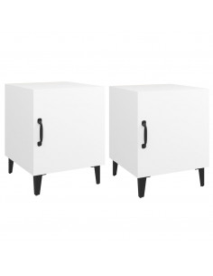 Comodini 2 pz Bianchi in Legno Multistrato 2