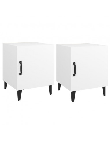 Comodini 2 pz Bianchi in Legno Multistrato
