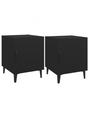 Comodini 2 pz Neri in Legno Multistrato