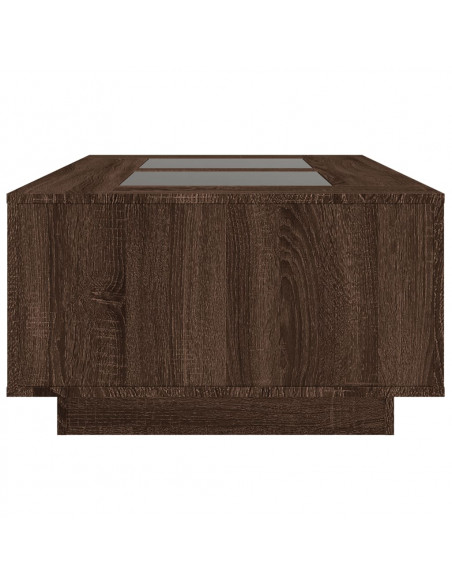 Tavolino Salotto con LED Infinity Rovere Marrone 116x69x40 cm
