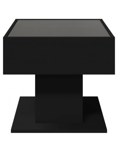 Tavolino Salotto con LED Nero 70x50x45 cm Legno Multistrato