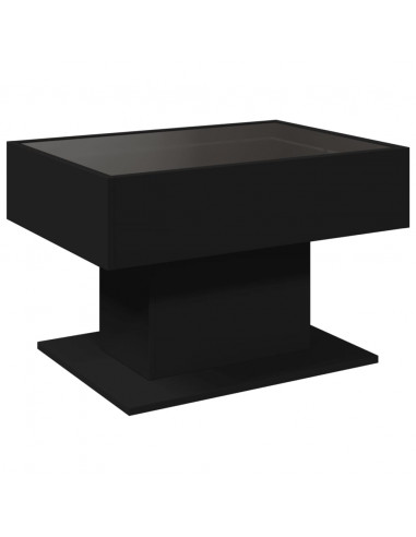 Tavolino Salotto con LED Nero 70x50x45 cm Legno Multistrato