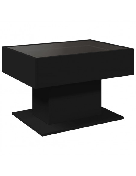 Tavolino Salotto con LED Nero 70x50x45 cm Legno Multistrato