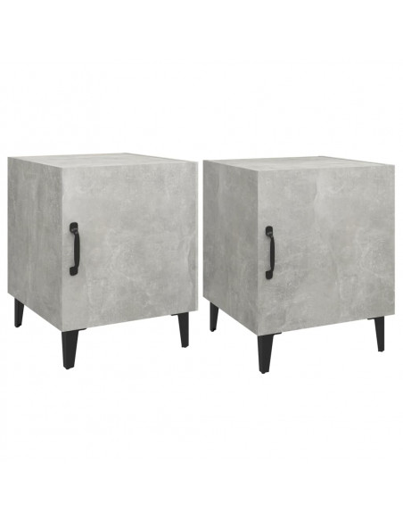 Comodini 2 pz Grigio Cemento in Legno Multistrato