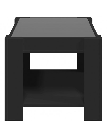 Tavolino Salotto con LED Nero 73x53x45 cm Legno Multistrato