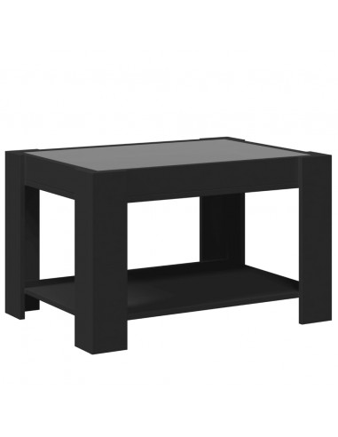 Tavolino Salotto con LED Nero 73x53x45 cm Legno Multistrato