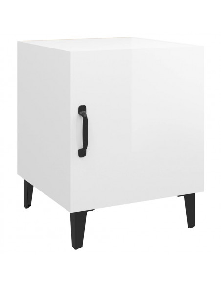 Comodini 2 pz Bianco Lucido in Legno Multistrato