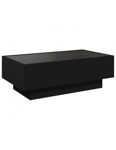 Tavolino Salotto con LED Nero 90x50x30 cm Legno Multistrato