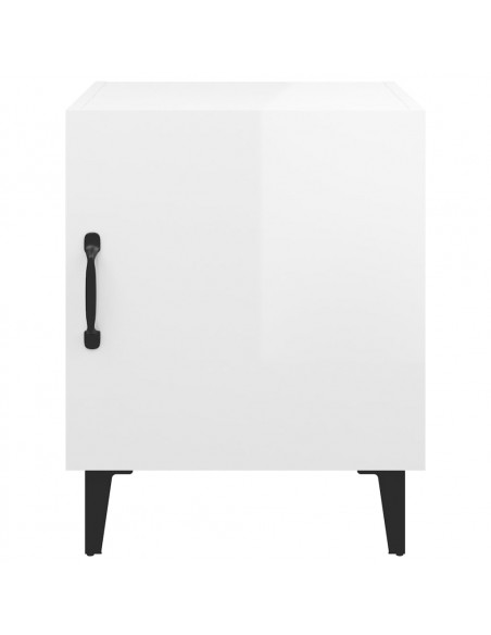 Comodini 2 pz Bianco Lucido in Legno Multistrato