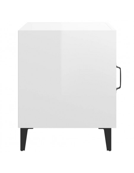 Comodini 2 pz Bianco Lucido in Legno Multistrato