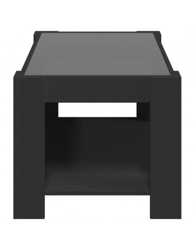 Tavolino Salotto con LED Nero 93x53x45 cm Legno Multistrato