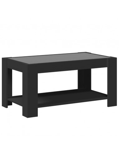 Tavolino Salotto con LED Nero 93x53x45 cm Legno Multistrato