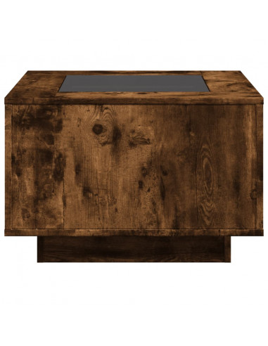 Tavolino Salotto con LED Rovere Fumo 60x60x40 cm Multistrato