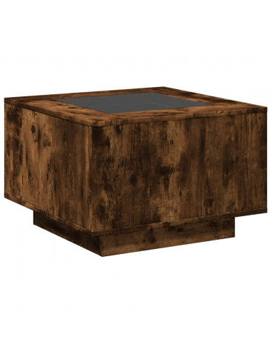 Tavolino Salotto con LED Rovere Fumo 60x60x40 cm Multistrato
