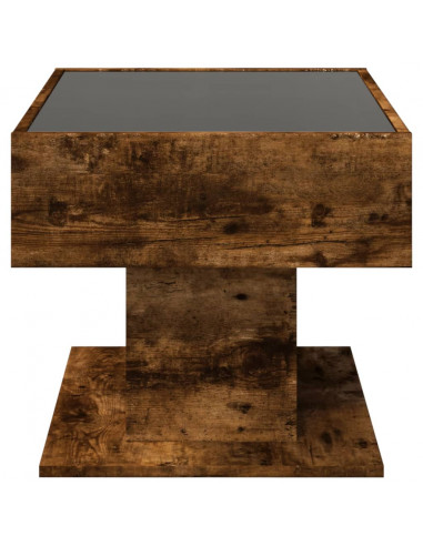 Tavolino Salotto con LED Rovere Fumo 70x50x45 cm Multistrato