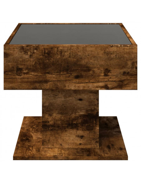 Tavolino Salotto con LED Rovere Fumo 70x50x45 cm Multistrato