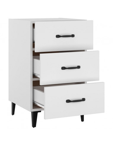 Comodino Bianco 40x40x66 cm in Legno Multistrato