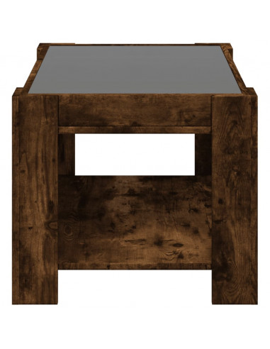 Tavolino Salotto con LED Rovere Fumo 73x53x45 cm Multistrato